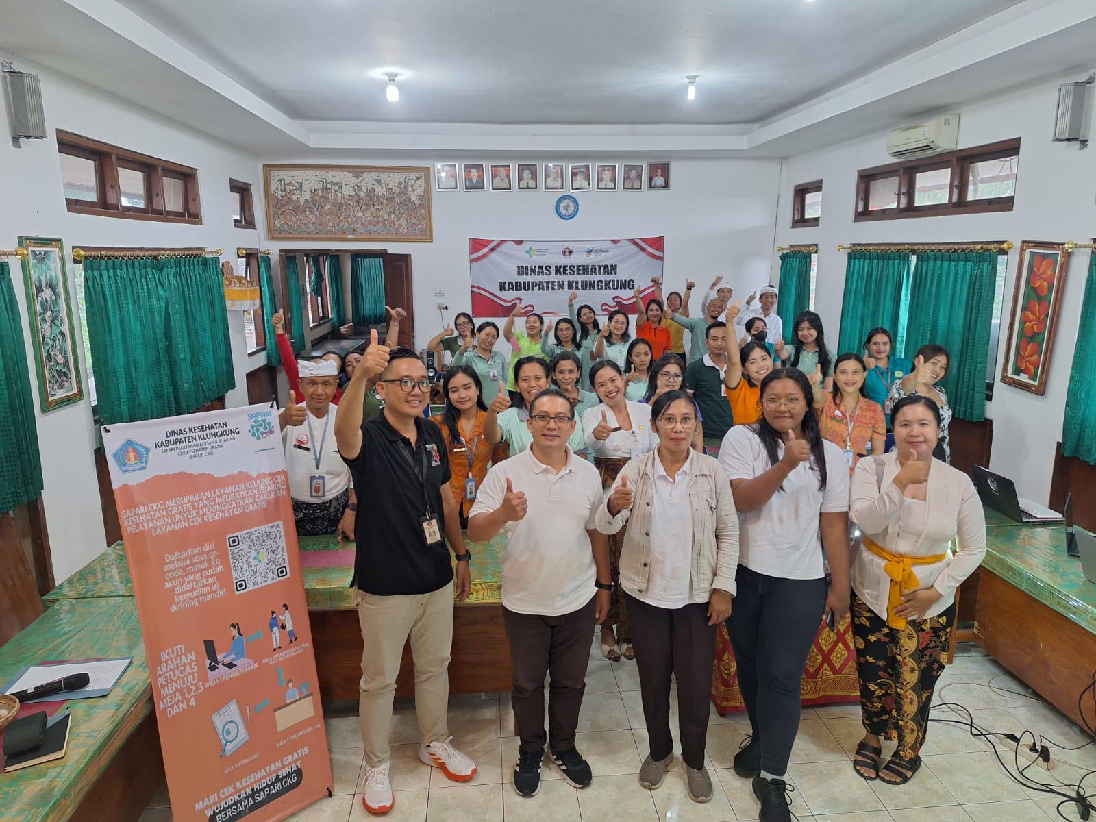 Dinas Kesehatan Kabupaten Klungkung menyelenggarakan kegiatan Simulasi Pelayanan Cek Kesehatan Gratis (CKG) yang dilaksanakan di Ruang Rapat Dinas Kesehatan Kabupaten KlungDinas Kesehatan Kabupaten Klungkung menyelenggarakan kegiatan Simulasi Pelayanan Cek Kesehatan Gratis (CKG) yang dilaksanakan di Ruang Rapat Dinas Kesehatan Kabupaten Klungkung